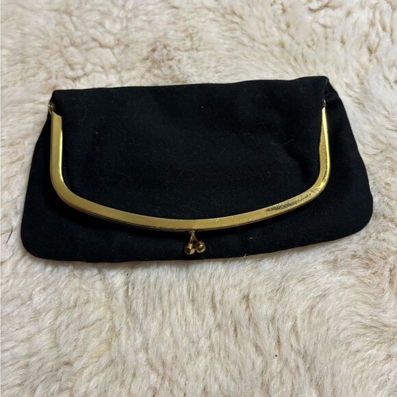 Vintage Mel-Ton Sleek Black and Gold Clutch for Evening Wear - Picture 2 of 9